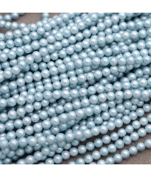 Tira de 98 cuentas de perla de concha 4mm satén mate, color azul