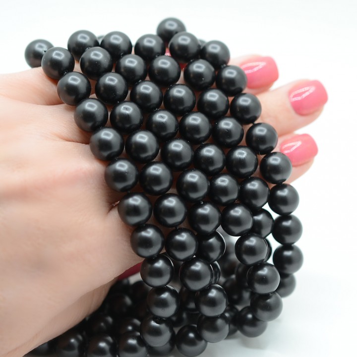 Round Shell Pearl beads 10mm matte, color black