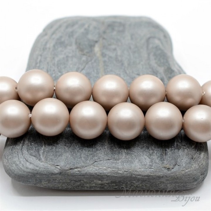 Cuentas de perla de concha satén mate 12mm 2 und., color blanco antiguo