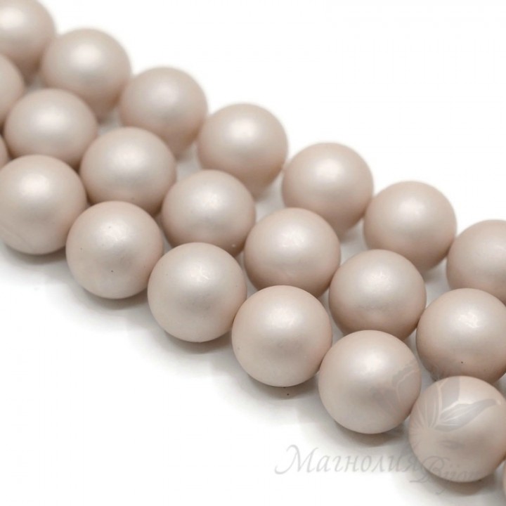 Tira de 28 cuentas de perla de concha 14mm satén mate, color blanco antiguo
