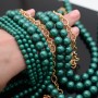 Mallorca pearls emerald 10mm matte satin, 5 pieces