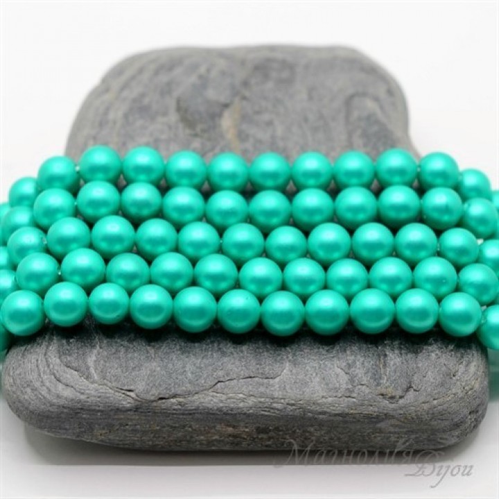 Cuentas de perla de concha satén mate 6mm 10 und., color esmeralda clara