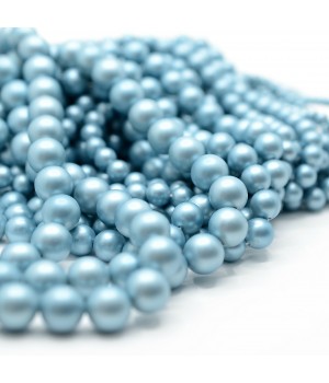 Round Shell Pearl beads 6mm frosted color Light Blue, 1 strand