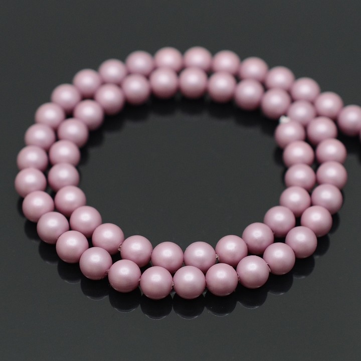Tira de 65 cuentas de perla de concha 6mm satén mate, color flamenco rosado