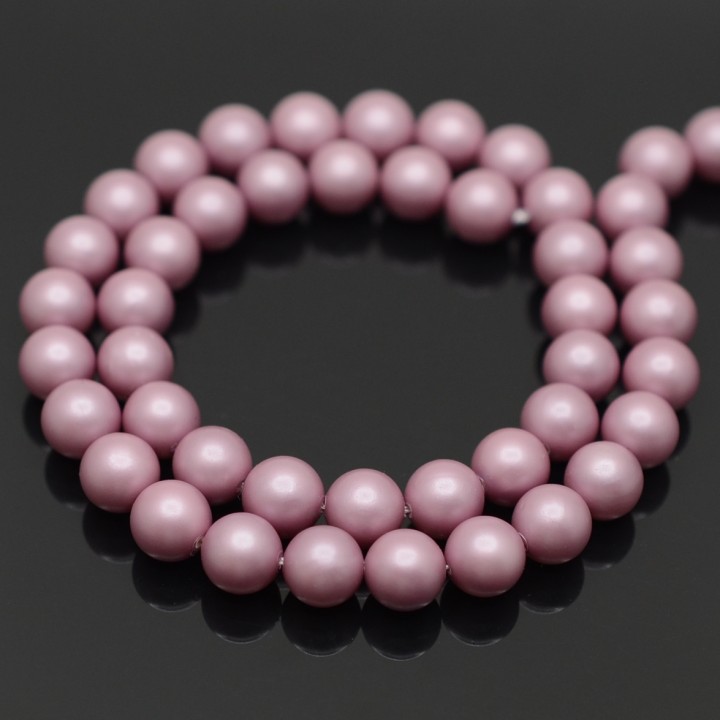 Tira de 50 cuentas de perla de concha 8mm satén mate, color flamenco rosado
