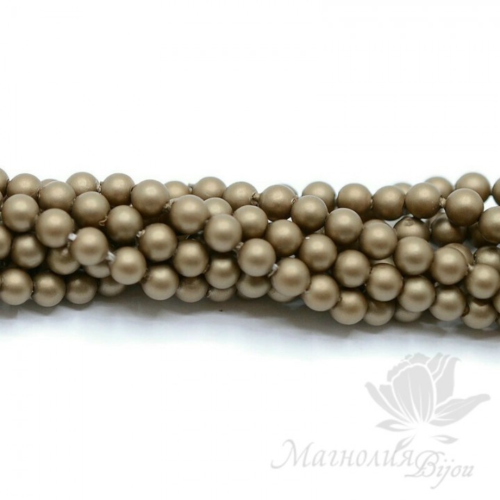Mallorca pearls 4mm dark tan matte satin, 20 pieces