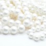 Round shell pearl beads white 10mm matte satin, 5 pieces