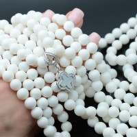 Round Shell Pearl beads 8mm matte, color white