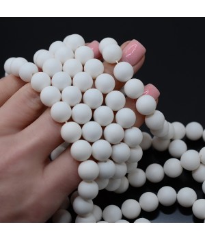 Round Shell Pearl beads 10mm matte, color white