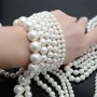 Round Shell Pearl beads 10mm frosted, color white