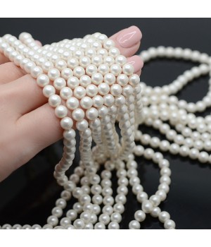 Round Shell Pearl beads 6mm frosted, color white