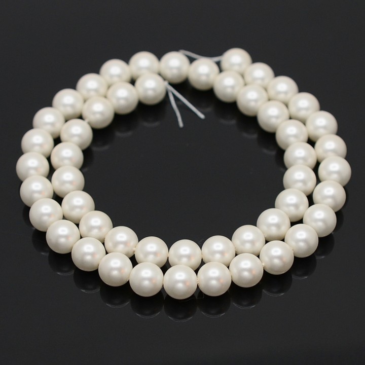Round Shell Pearl beads 8mm frosted, color white