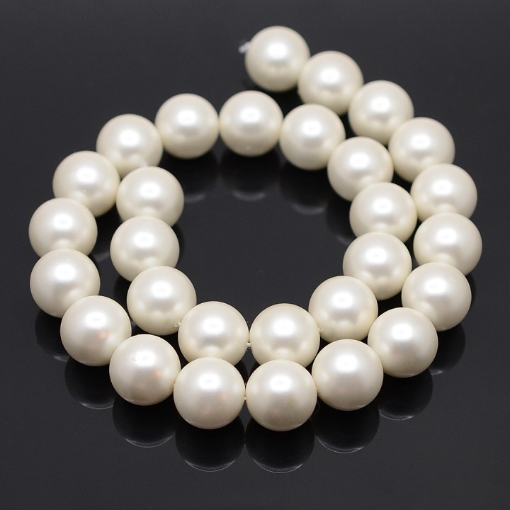 Perlas de concha 14mm satén mate, color blanco