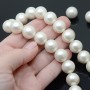 Round Shell Pearl beads 14mm frosted, color white