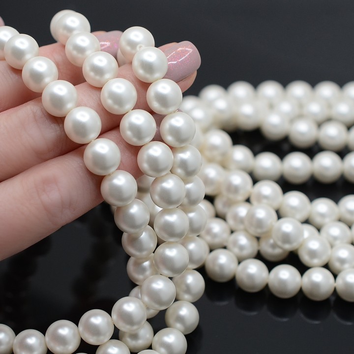 Perlas de concha 10mm satén mate, color blanco