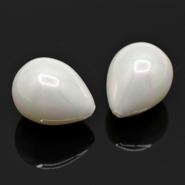 Cuentas de perla de concha 13:18mm semi-perforadas, color blanco