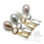Cuentas de perla de concha 12:16mm medio taladro color gris claro, 1 und.