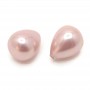 Cuentas de perla de concha 12:16mm medio taladro color rosa ceniza, 1 und.