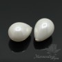 Shell Pearl beads 12:16mm half drilled drop, white color