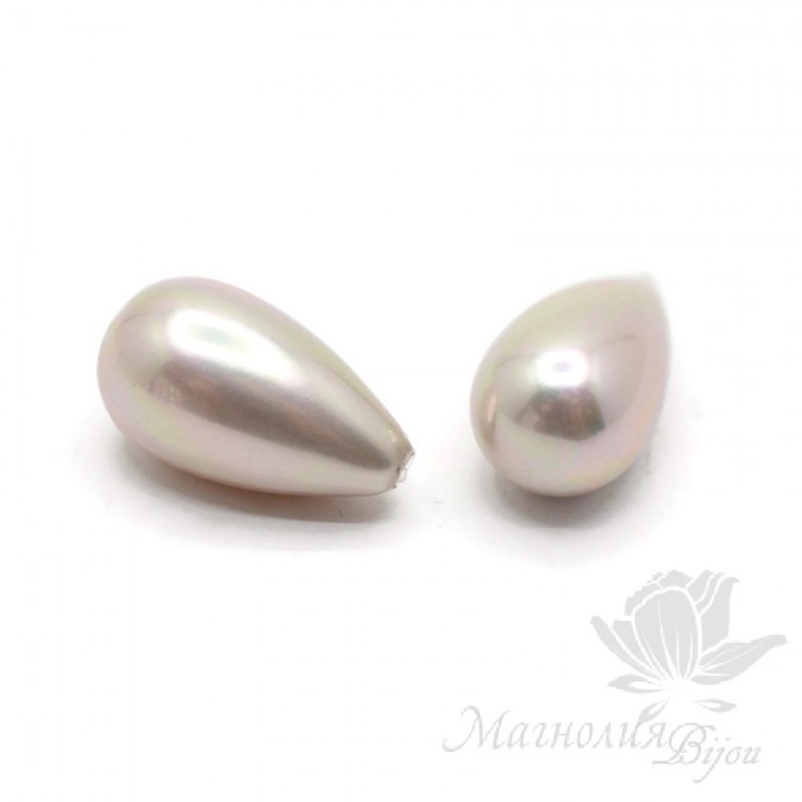 Cuentas de perla de concha 10:18mm medio taladro color lila, 1 und.