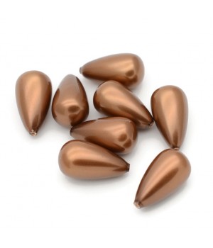 Shell Pearl Beads 8:15mm Half Drilled Drop Brown color, 1piece