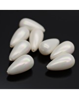 Shell Pearl Beads 8:15mm Half Drilled Drop White color, 1piece