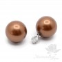 Cuentas de perla de concha 14mm medio taladro color marron, 1 und.
