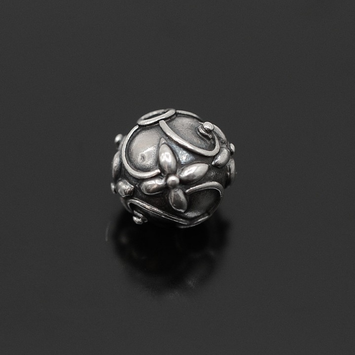 925 sterling silver round Bead Flower 11mm