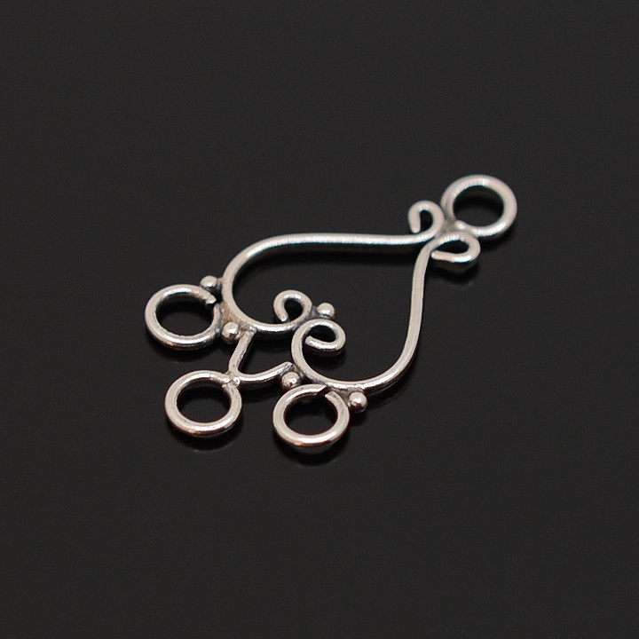 Openwork connector for earrings 925 sterling silver, 1 piece