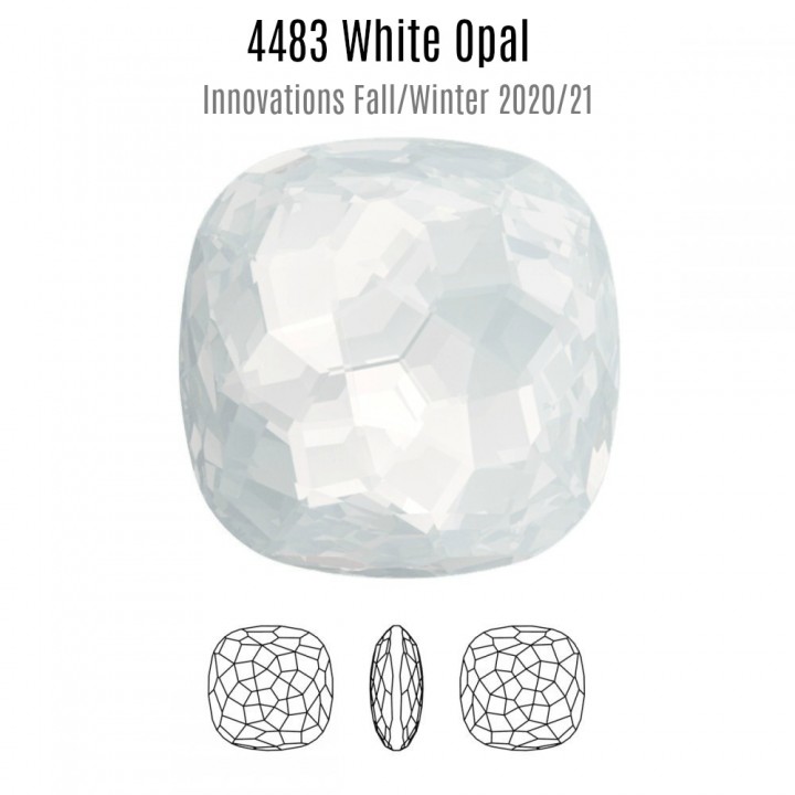 Swarovski 4483 Fantasy Cushion 14mm, color White Opal