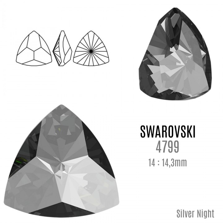 Swarovski 4799 Kaleidoscope Triangle 14:14.3mm, color Silver Night