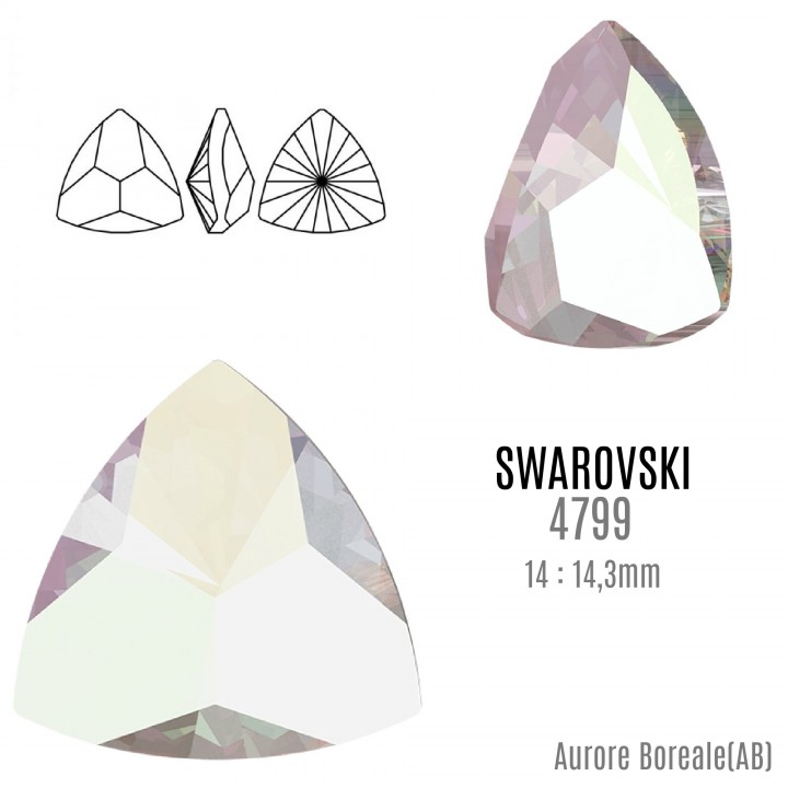 Swarovski 4799 Kaleidoscope Triangle 14:14.3mm, color Aurore Boreale(AB)