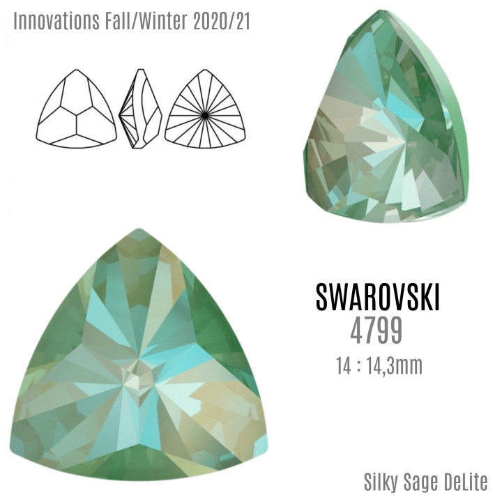 Swarovski 4799 Kaleidoscope Triangle 14:14.3mm, color Silky Sage DeLite