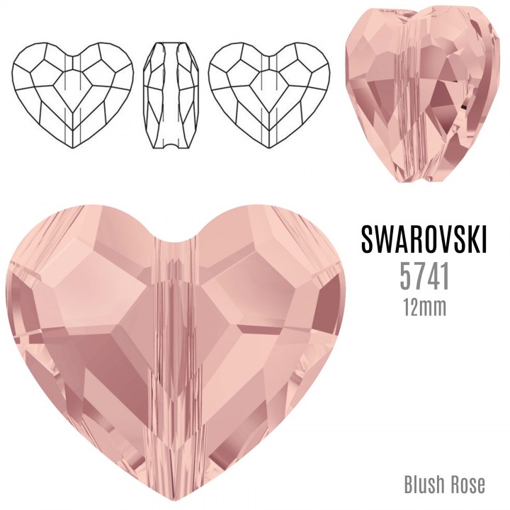 Cuenta Corazón 5741 Swarovski 12mm, color Blush Rose