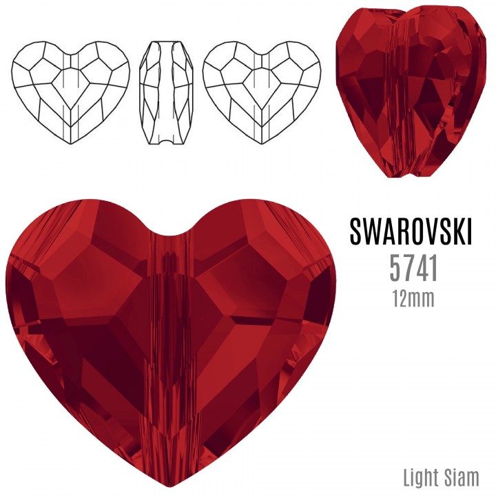 Cuenta Corazón 5741 Swarovski 12mm, color Light Siam