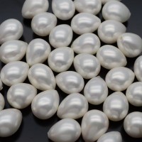 Уценка! Жемчуг Shell Pearl 12:16мм полупросверленная капля, белый
