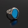 Desigual ring with flat crystal, blue color