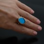 Кольцо с эффектом зеркала, цвет синий