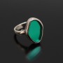 Desigual ring with flat crystal, green color
