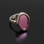 Desigual ring with flat crystal, pink color