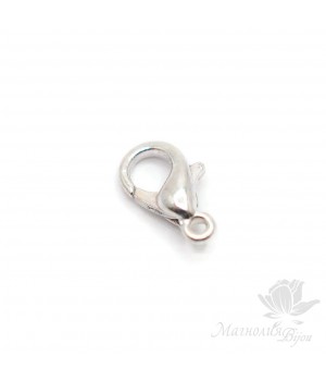 Lobster clasp 10mm, silver plated