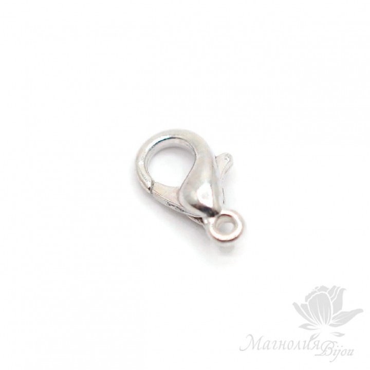 Lobster clasp 10mm, silver plated