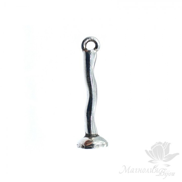 Pendant 34mm for gluing beads, Zamak silver plated