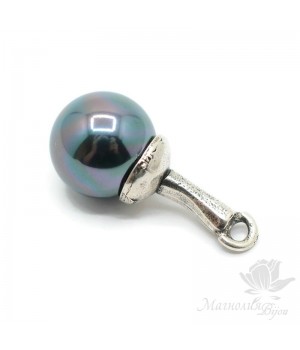 Pendant 19mm for gluing beads, Zamak silver plated