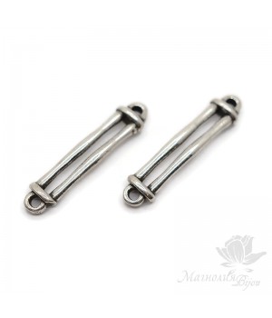 Connector double 29mm, silver plated