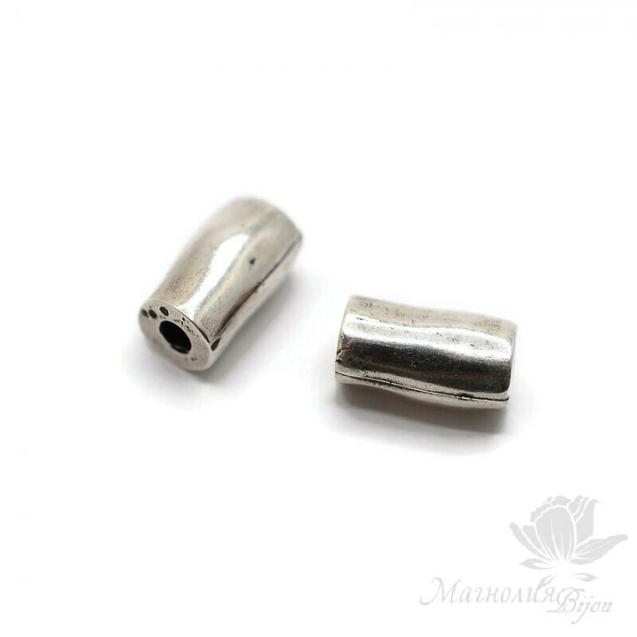 Tube bead 10mm 1 piece, silver plated