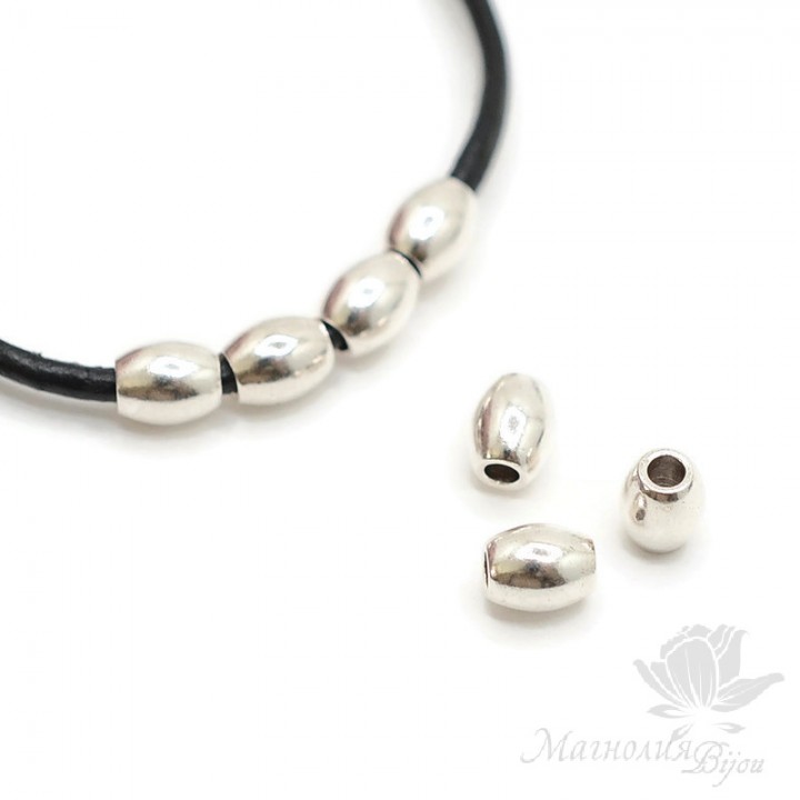 Bead Fig 6:5mm 10 pieces, Zamak silver plated