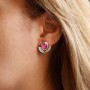 Studs Crescent moon pink, silver plated