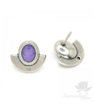 Studs Crescent lilac, silver plated