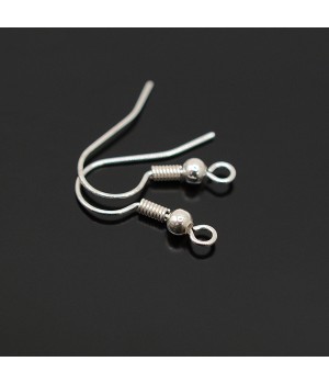 Hook earrings with spiral and ball, 1 pair